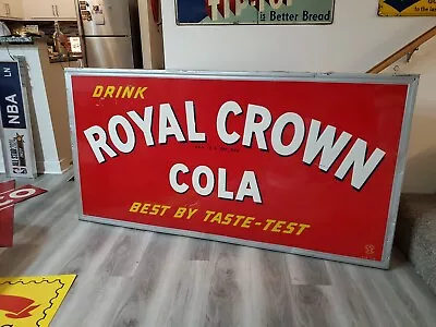 C.1947 Original Vintage Drink Royal Crown Cola Sign Metal Embossed Nehi RC CLEAN • $1999
