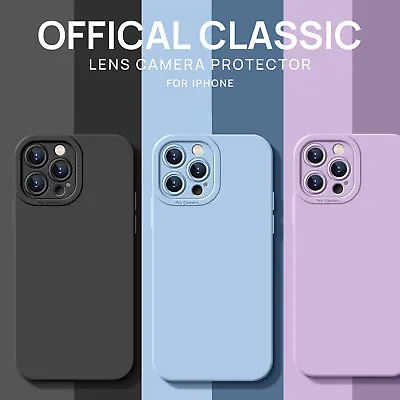 $6.45 • Buy Silicone Case For IPhone 14 13 12 Pro Max Soft Heavy Duty Shockproof Lens Cover