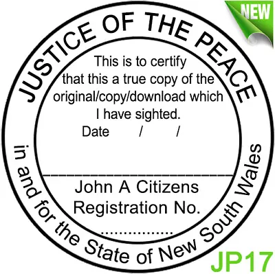 JP17 JUSTICE OF THE PEACE NSW Custom Flash Stamp Pre & Self Inking Refillable • $23.30