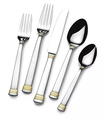 St. James Capitol Dome Gold Accents  65pc 18/10 Stainless Steel Flatware G100737 • $189.95