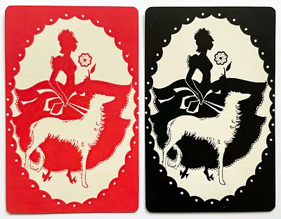 Pair Of Vintage SWAP / PLAYING CARDS - LADIES IN SILHOUETTE WITH BORZOI DOG • $5