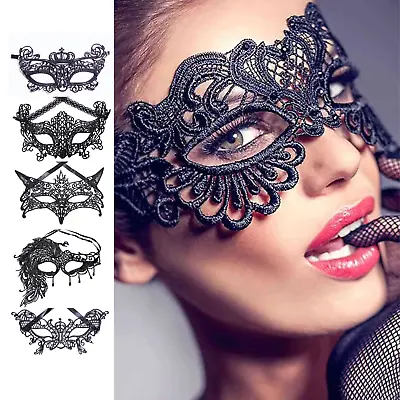 Lace Masquerade Eye Mask Gothic Fancy Dress Ladies Hen Party Cosplay Roleplay • £3.79