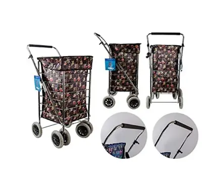 £50.50 • Buy Premium 6 Wheel Owl Black Design Shopping Trolley With Adjustable Handle Grocery