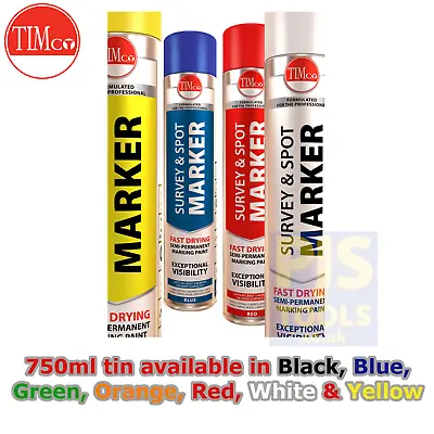 £9.50 • Buy 1, 6 Or 12 X Timco 750ml Line Marking Paint Survey & Spot Aerosol Spray Paint