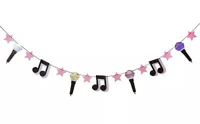 Dance Music Party Bunting Garland Banner Decoration Singing Microphone Note • £5.95