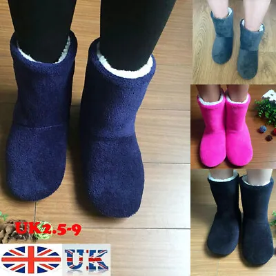 £6.99 • Buy Womens Ladies Ankle Boots Slippers Booties Fleece Comfort Fur Warm House Shoes