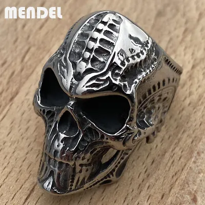 MENDEL Mens Gothic Stainless Steel Biker Skull Ring Men Size 7 8 9 10 11 12 15 • $11.99