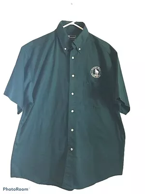 $17.50 • Buy Blue Generation Unisex Oxford Shirt Green Vacations For All Glacier Park Logo L