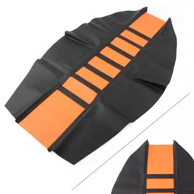 Orange Motor Gripper Soft Seat Cover Rib Skin Rubber For Dirt Pit Bike Universal • $20.49