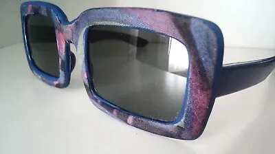 1960s Vintage Italian Mod Fabric Covered Sunglasses Oversized Square Italy • $40