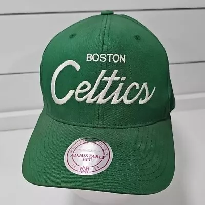 Vtg Boston Celtics Mitchell And Ness Script Wool Snapback Hat Cap 90s Script NBA • $29.95