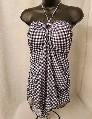 Motherhood Maternity Bathing Swimsuit Size XL Womens Blue White Plaid • $40.84