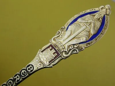 Sterling & Enamel Norwegian 7  Spoon BERGEN W/ Viking Ship Bowl MAGNUS AASE 925S • $129