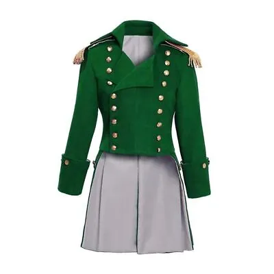 New Colonial Military Uniform Jacket Regency Men's Green Wool Coat • $146.61