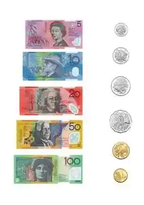 Australian Play Money Coins And Notes 41 Pieces 10 X 4 Pieces And 1 X $100 Note • $14.45