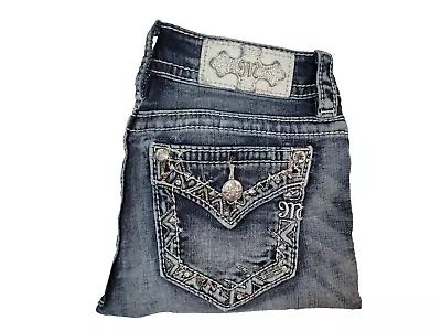 Women's Miss Me Capri Denim Blue Jeans Size 24 (Inseam 25 ) Rhinestones • $29.99