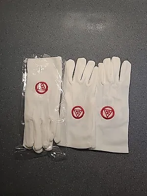 2 Pairs (4 Gloves) MASONIC FREEMASONS ROYAL ARCH EMBROIDERED DRESS GLOVES Mason • $14.99