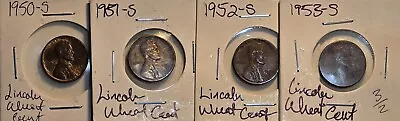 1950*51*52*53♤S Lincoln Wheat Cent Set X4coins          ▪︎ • $1.35