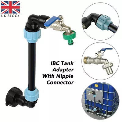 3/4  IBC Tank Outlet Tap Rain Barrel Rainwater Container Gooseneck Adapter UK • £17.08