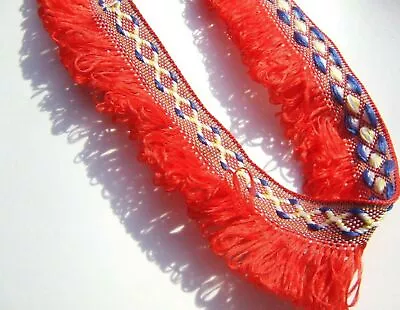 Quality Red Looped Fringe Trimming 30 Mm Thick Tassel Tribal Ethnic CostumeCrest • £5.30
