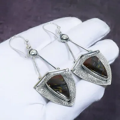 $10.99 • Buy Iron Tiger Eye Gemstone Handmade 925 Sterling Silver Jewelry Earring 2.96   O495