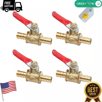 4 Pcs Forged Brass Ball Valve Mini Shut Off Switch 5/16  Hose Barb X 5/16  Hose • $12.19