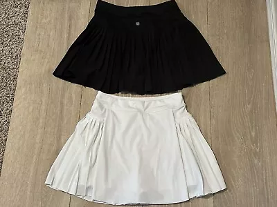 Athleta Advantage Skort Lot Of 2! Pleated Skirt  Shorts Jupe Black White XS • $37.99