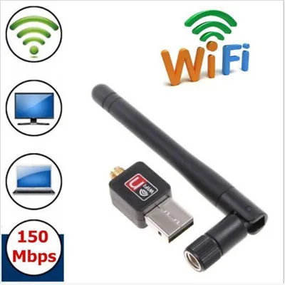 150M USB WiFi Wireless Adapters LAN W/Antenna Raspberry Pi 2 B+ralink``d • £4.94