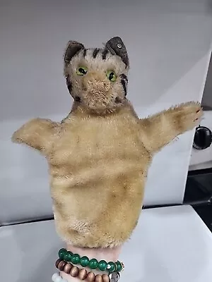 STEIFF Tabby Cat Hand Puppet German Mohair With Button  • $16.99