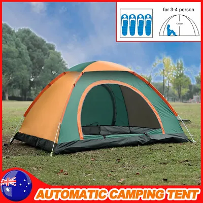 Automatic Camping Tent 3-4 Man Instant Pop Up Tent Festival Family Tent Hiking • $31.95