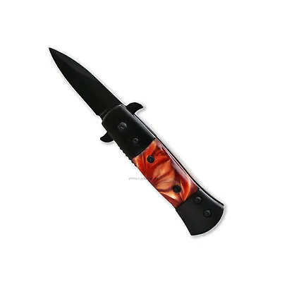 Pacific Solutions Miniature Brown Pearlex Black Spring Assisted Stiletto Knife • $10.99