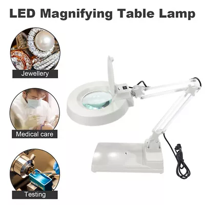 10X Magnifier LED Lamp Light Magnifying Green Glass Lens Desk Table Repair Tool • $65.96