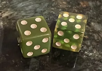 Two Vintage Green Bakelite (tested) Cheaters Dice All 5’s  1/2” • $18