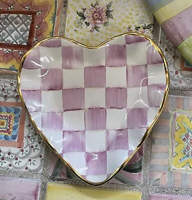 MACKENZIE CHILDS Hope Heart PINK ROSY Courtly Check Ceramic Breast Cancer Plate • $150