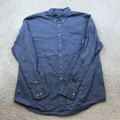 Eddie Bauer Shirt Adult XL Tall Blue Solid Button Down Long Sleeve Mens 43113 • $16.99