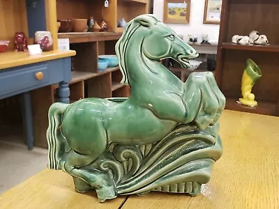 Vintage Morton Pottery Rearing Green Horse Planter 1940s USA • $37.04