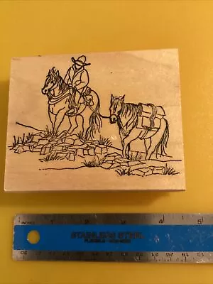 C8 Art Impressions Rubber Stamp Cowboy Horse And Pack Mule • $10