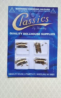 Dollhouse Miniature H Hinges Working Brass Gold X4 1:12 Scale Includes Nails • $8.49