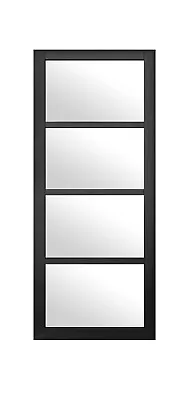 Nairobi Industrial Clear Glazed 4 Light Black Primed Door • £99.99