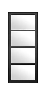 Nairobi Industrial Clear Glazed 4 Light Black Primed Door • £99.99
