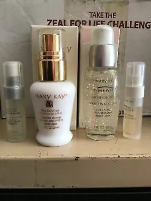 4 Pc LOT Mary Kay DAY And NIGHT SOLUTION Sets (2) 1 Fl Oz Ea (2) .17 Fl Oz Ea • $39.99