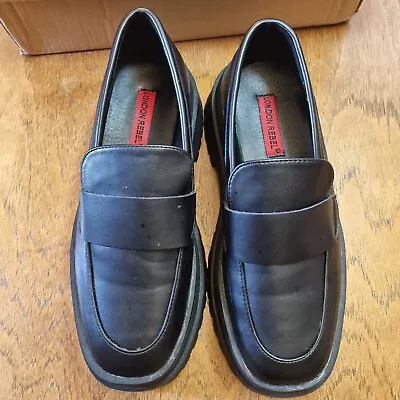London Rebel Super Chunky Loafers Black PU Size 6 • £12.80