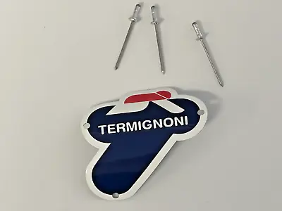 Ducati Termignoni Race Exhaust Metal Curved Sticker Decal Logo Plate Rivets 75mm • $18