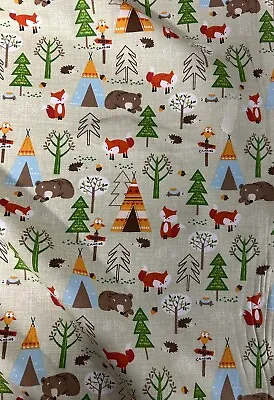 4.4 Metres Pale Green Forest Fixed Bears 100% Cotton Poplin Fabric. • £5