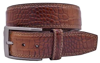 Greg Norman Crocodile Print Leather Golf Belt Or Dress Belt - Tan - New W/Tags • $31.96