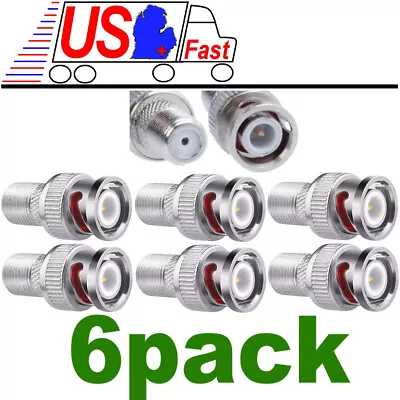 6 Pcs BNC Male To F Type Female Coax Coaxial Cable Adapter Connector Converter • $15.01