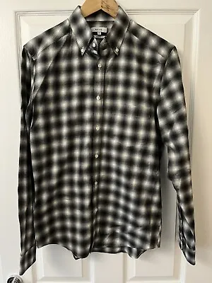 Zara Mens Long Sleeve Check Shirt Slim Fit Black Grey White Size Medium • £20