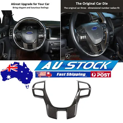 Carbon Fiber ABS Steering Wheel Trim Cover For Ford Ranger / Everest 2015-2021 • $26.99