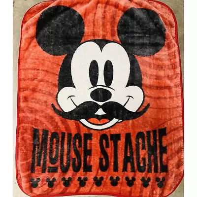 Mickey Mouse Mustache Plush Throw Blanket Mousestache Fall Autumn Red Funny Rare • $40