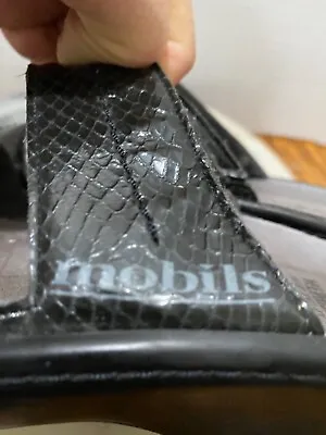 MEPHISTO MOBILS Women’s Black Snakeskin Leather Slip-Ons Size 8 1/2 • $35